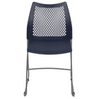 Flash Furniture HERCULES Series Stack Chair with Air-Vent Back and Grey Powder Coated Sled Base - Navy - 5 Pack-Ergonomically Contoured Design with Navy Plastic Back and Seat