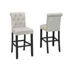 Brassex Soho Tufted 29' Bar Stool, Beige, 2 Pack-1