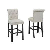 Brassex Soho Tufted 29' Bar Stool, Beige, 2 Pack-1