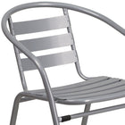 Flash Furniture Silver Metal Restaurant Stack Chair with Aluminum Slats-Textured Seat ensures safe seating