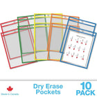 QuickFit 9" x 12" Educational Dry-Erase Pockets, Assorted, 10 Pack-Reduces classroom paper waste and supply costs.