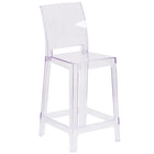 Flash Furniture Ghost Counter Stool with Square Back - Transparent Crystal-Transparent Crystal Finish