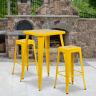 Flash Furniture Metal Indoor/Outdoor Bar Table Set with 2 Backless Barstools, Yellow (CH31330B230SQYL)-27.75"W x 27.75"D x 40"H/Square