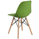 Flash Furniture Elon Series Green Plastic Chair with Wooden Legs - 2 Pack-Back Width: 11-16"