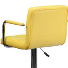 Flash Furniture Contemporary Quilted Vinyl Adjustable Height Barstool with Arms & Chrome Base - Yellow-CA117 Fire Retardant Foam