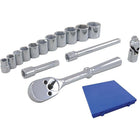 Gray Tools 15 Piece 3/8" Drive 6 Point SAE, Standard Chrome Socket & Attachment Set-Contains: 3/8”, 7/16”, 1/2”, 9/16”, 5/8”, 11/16”, 3/4”, 13/16”, 7/8”, 15/16”, 1”, Reversible Ratchet, U-Joint and 3" & 6" Extensions.