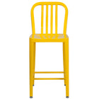 Flash Furniture 24" High Yellow Metal Indoor-Outdoor Counter Height Stool with Vertical Slat Back-Industrial Style Modern Counter Stool