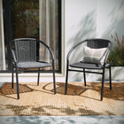 Flash Furniture Grey Rattan Indoor-Outdoor Restaurant Stack Chair-Designed for Indoor or Outdoor Use