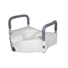 Drive Medical Elevated Raised Toilet Seat with Removable Padded Arms-White, Plastic