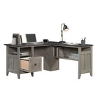 Sauder 59"W August Hill L-Desk - Mystic Oak- Lower shelf for additional storage