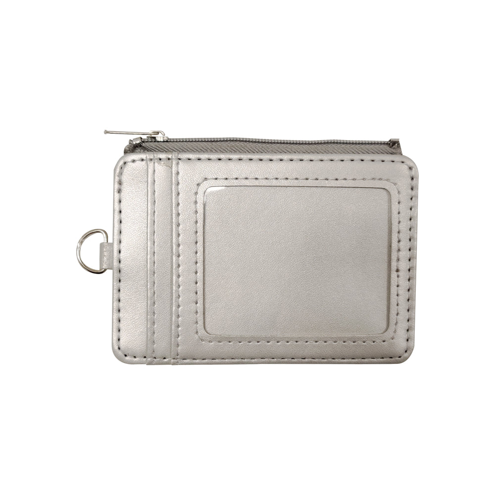 Staples ID Card Wallet with Zipper Pouch - 5-Slots - Silver