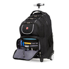 SWISSGEAR Wheeled 15.6" Laptop Backpack - Black-Rear main compartment fits most 15.6" laptops and tablets (secured with webbing and Velcro)