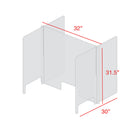 Mark Maker H Shaped Table Divider - 32" W x 31.5" H middle and two 30" W x 31.5" H sides 1/4" Clear Acrylic-with 3"x12" pass thr-Made from 1/4” clear acrylic.