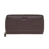 Roots Ladies Slim Bifold Zipper Around Wallet - Merlot-Merlot - Leather