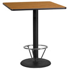 Flash Furniture Laminate 36" Square Round Base Table, Natural (XUNT3636TR24B4F)-Bar height hospitality table