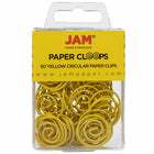 JAM Paper Colored Circular Paper Clips - Yellow - 2 Packs of 50-Color: Yellow