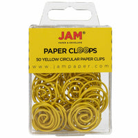 JAM Paper Colored Circular Paper Clips - Yellow - 2 Packs of 50-Color: Yellow
