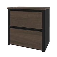 Bestar Connexion 30“ Lateral File Cabinet, Antigua & Black-The lateral file cabinet offers two file drawers with letter/legal filing system
