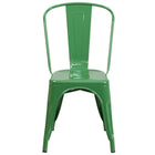 Flash Furniture Commercial Grade Green Metal Indoor-Outdoor Stackable Chair-Set of 4 Stackable Bistro Style Chairs