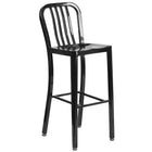 Flash Furniture 30" High Black Metal Indoor-Outdoor Barstool with Vertical Slat Back-500 lb. Weight Capacity