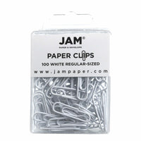 JAM Paper Colored Standard 1" Paper Clips - White - 2 Packs of 100-Color: White