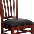 Flash Furniture HERCULES Series Vertical Slat Back Mahogany Wood Restaurant Chair - Black Vinyl Seat-CA117 Fire Retardant Foam