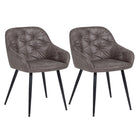 My Home My Living Microfiber Leather Arm Chair - Dark Grey - 2 Pack-Tufted dark grey microfiber leather upholstery