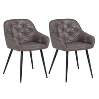 My Home My Living Microfiber Leather Arm Chair - Dark Grey - 2 Pack-Tufted dark grey microfiber leather upholstery