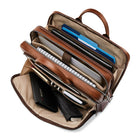 Samsonite Classic Leather Toploader 15.6", Cognac-Front compartment features a padded laptop sleeve that fits up to a 15.6" laptop and 3 large padded accessory pockets.