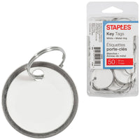 Staples Key Tags with Metal Ring - 1-1/4" - White - 50 Pack-An easy way to identify and price smaller items