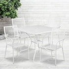 35.5'' Square White Indoor-Outdoor Steel Patio Table Set with 4 Square Back Chairs [CO-35SQ-02CHR4-WH-GG]-Set Includes Table and 4 Chairs