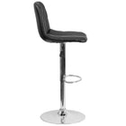 Flash Furniture Contemporary Black Vinyl Adjustable Height Barstool with Embellished Stitch Design & Chrome Base-Black Vinyl Upholstery