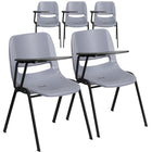 Flash Furniture Grey Ergonomic Shell Chair with Right Handed Flip-Up Tablet Arm-Compact Size Desk