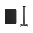 Flash Furniture 24" x 30" Rectangular Black Laminate Table Top with 22" x 22" Bar Height Table Base-Black Laminate Top