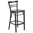 Flash Furniture HERCULES Series Black Two-Slat Ladder Back Metal Restaurant Barstool - Walnut Wood Seat-500 lb. Weight Capacity