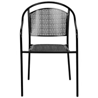 Flash Furniture Black Indoor-Outdoor Steel Patio Arm Chair with Round Back-Stackable Patio Chair