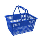 FuTECH Plastic Handle Shopping Baskets - 18.5"L x 13"W x 10"H - Blue - 4 Pack-Retail Shopping
