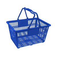 FuTECH Plastic Handle Shopping Baskets - 18.5"L x 13"W x 10"H - Blue - 4 Pack-Retail Shopping