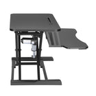 Uplite Electric Standing Desk Riser Ergonomic Motorized Sit Stand Height Adjustable Workstation Dual Monitor Power Converter-Keyboard tray can be removed and adjusts up and down with entire desk. Keyboard tray dimensions are 31.3" Wide x 11.8" Deep.