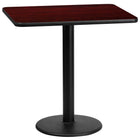 Flash Furniture 24'' x 30'' Rectangular Laminate Table Top, Mahogany with 18'' Round Table-Height Base (XUMA2430TR18)-Hospitality Table