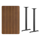 Flash Furniture 30" x 48" Rectangular Walnut Laminate Table Top with 5" x 22" Bar Height Table Bases-Bar Height Hospitality Table