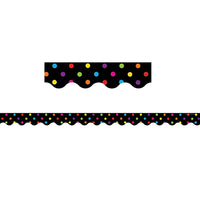 Teacher Created Resources P-12th Grades Scalloped Bulletin Board Border Trim, Multi Colour Dots, 108 Pack (TCR4648)-Colour: Black, multiColour