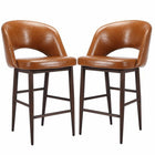 Plata Decor Exiz Stools with Walnut Metal Legs - Grey - 2 Pack-Counter stool