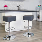 Flash Furniture Contemporary Grey Vinyl Adjustable Height Barstool with Square Seat & Chrome Base-Backless Design