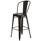 Flash Furniture 30" High Distressed Copper Metal Indoor-Outdoor Barstool with Back-500 lb. Weight Capacity