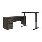 Bestar Prestige 2-Piece Set: A Standing Desk and A Desk, Bark Grey & Slate-The electric mechanism allows you to quickly and quietly adjust the height of the table from 28" to 45"