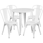 30'' Round White Metal Indoor-Outdoor Table Set with 4 Cafe Chairs [CH-51090TH-4-18CAFE-WH-GG]-Metal Cafe Table