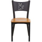 Flash Furniture HERCULES Series Black Coffee Back Metal Restaurant Chair - Natural Wood Seat-Metal Chair