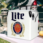 Miller Lite Retro Ice Chest Cooler with Bottle Opener 13 L (14 qt) - White and Blue-Licensed Miller Lite graphics