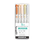 Zebra Mildliner 5-Colour Neutral Palette Highlighters - Assorted - 5 Pack-Copper, Beige, Cream, Olive, Cool Grey